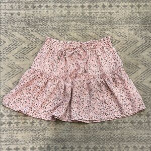 Floral Pink Elastic Waist Skirt